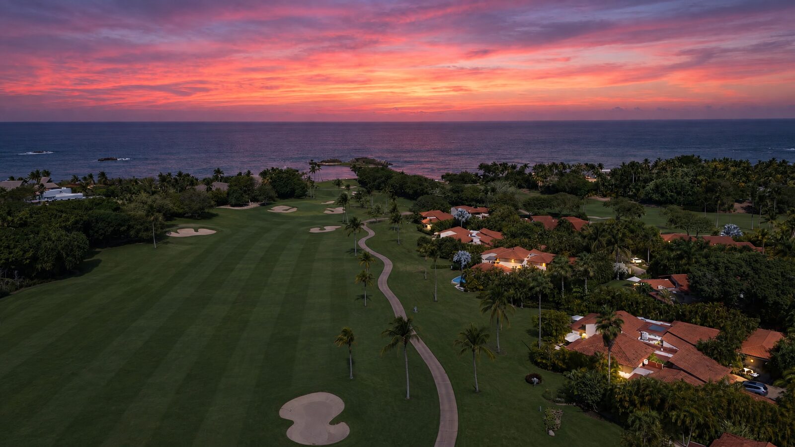 Golf fairway at sunset in Las Palmas, Punta Mita