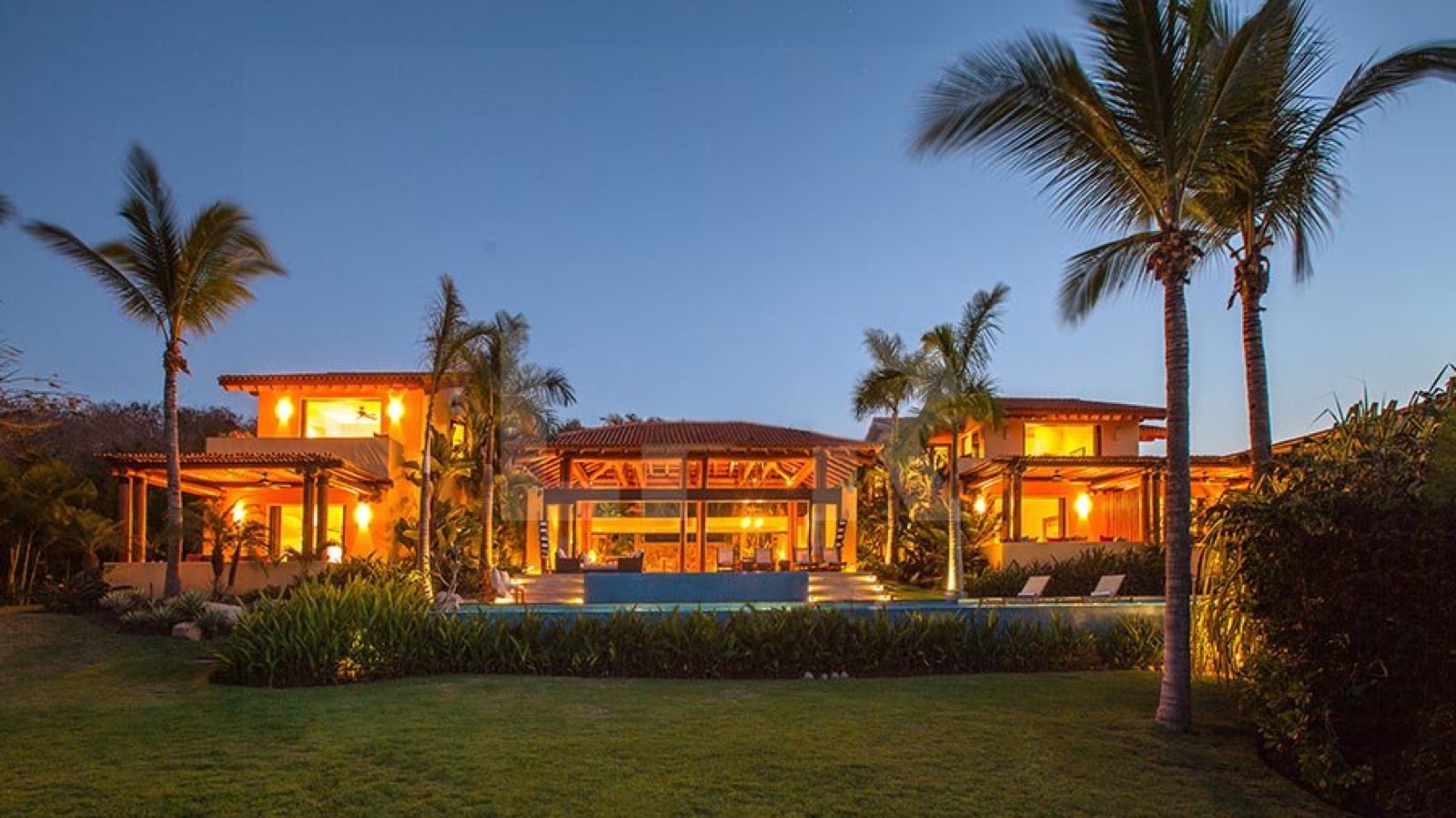 Stunning luxury home at dusk